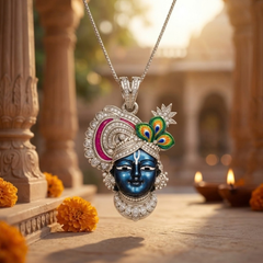 Pure Silver 925 Small Enameled Srinath Ji Pendant