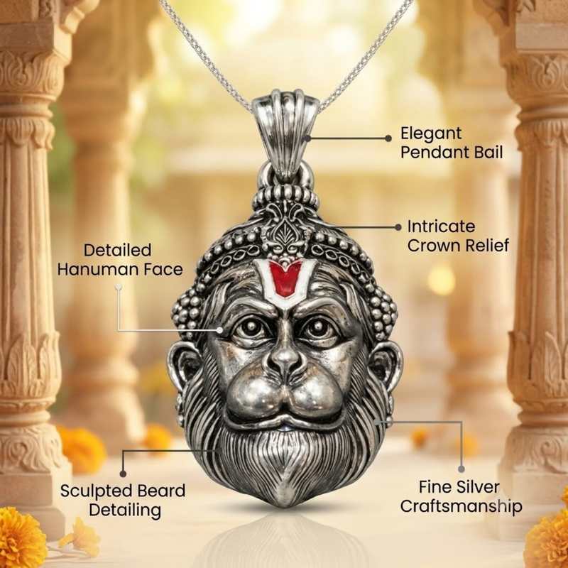 Pure Silver 925 Shree Hanuman Ji Pendant