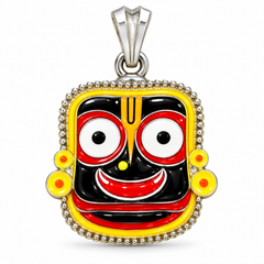 Pure Silver 925 Large Enameled Jagannath Pendant