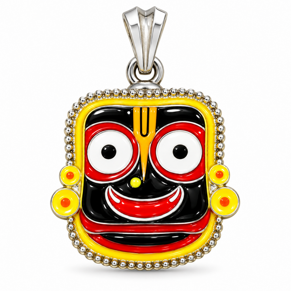 Pure Silver 925 Large Enameled Jagannath Pendant