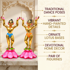 Solid Brass Gaur Nitai Deity Pair – Fully Hand-Painted, 6–12 Inch