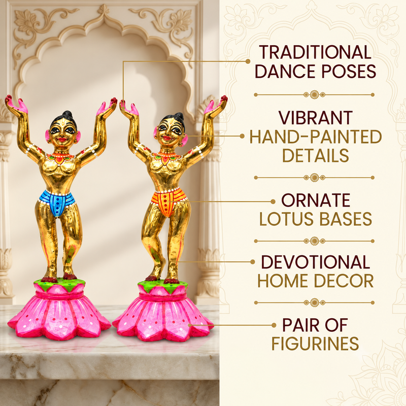Solid Brass Gaur Nitai Deity Pair – Fully Hand-Painted, 6–12 Inch