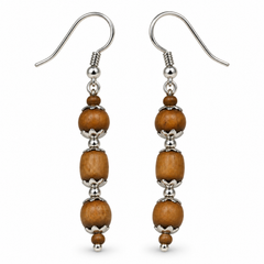 Silver 925 Natural Light Black Pure Tulsi Multi shape Beads Earring Tripal Dana