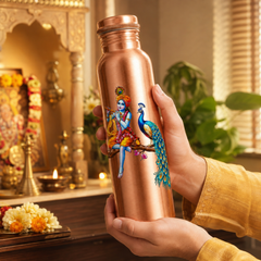 Pure Copper Bottle Krishna Peacock 950ml
