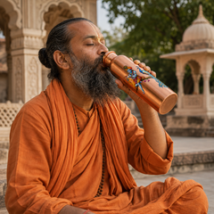 Pure Copper Bottle Krishna Peacock 950ml