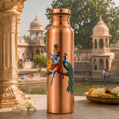 Pure Copper Bottle Krishna Peacock 950ml