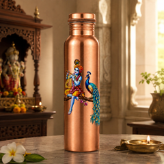 Pure Copper Bottle Krishna Peacock 950ml
