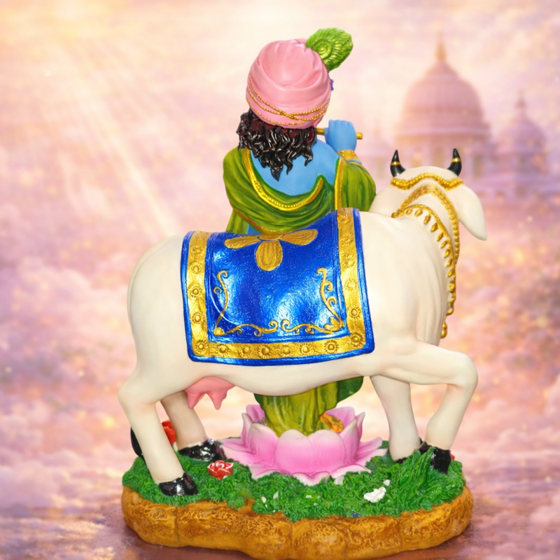 Standing Krishna with Cow Polyresin Idol (Large)