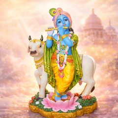 Standing Krishna with Cow Polyresin Idol (Large)