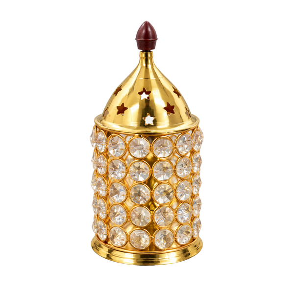 Brass Crystal Akhand Cylindrical Diya