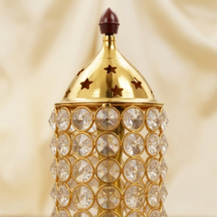 Brass Crystal Akhand Cylindrical Diya