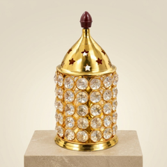 Brass Crystal Akhand Cylindrical Diya